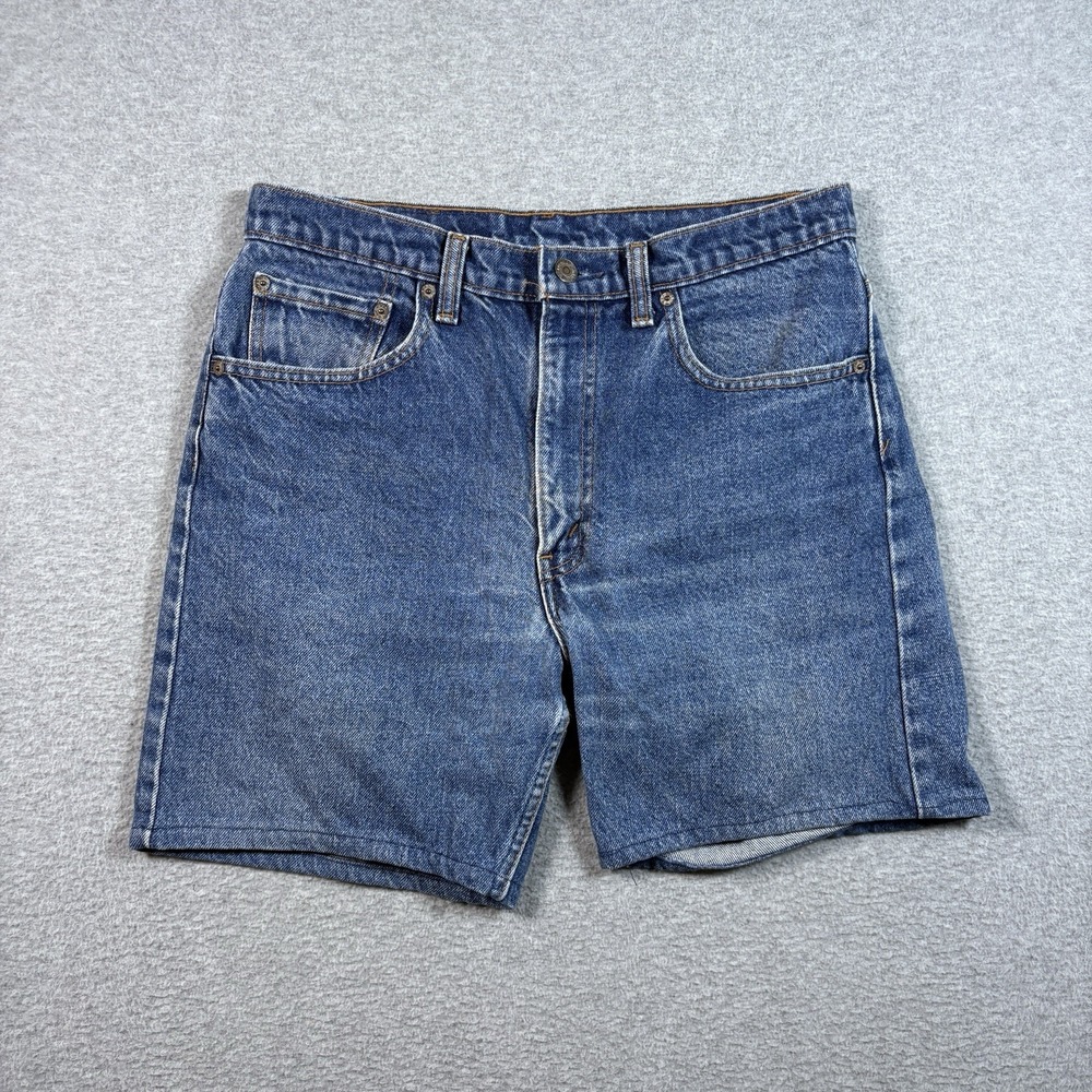 Levis 505 Denim Shorts Mens 32 Made in Canada Medium Wash Blue Jorts Vintage Y2K